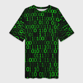 Платье-футболка 3D с принтом Бинарный Код (Binary Code) в Петрозаводске,  |  | 1 и 0 | css код | java | javascript | php | programmer | айтишник | арбитражник | бинарный код | вебмастер | верстальщик | двоичный код | интернет сеть | интернет технологии | информатика | ит специалист | матрица