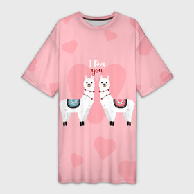 Платье-футболка 3D с принтом Lama  I Love You в Петрозаводске,  |  | glama | i love you | lama | lama glama | альпака | верблюд | гуанако | животные | лама | ламы | млекопитающие