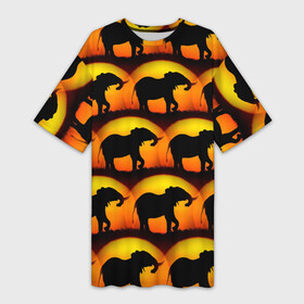 Платье-футболка 3D с принтом Силуэт слона паттерн в Петрозаводске,  |  | африка | паттерн | силут | слон | слоник | слоны