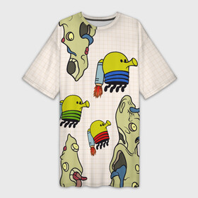 Платье-футболка 3D с принтом Game Doodle Jump в Петрозаводске,  |  | doodle | doodle jump | game | jump | видеоигра | дудлик | игра | игры | каракуля | мобилка | мобильная игра | платформер