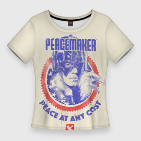 Женская футболка 3D Slim с принтом Peacemaker. Мир любой ценой в Петрозаводске,  |  | dc | peace | peacemaker | джон сина | кристофер смит | мир | миротворец | орел | орлик | пацифист | суперзлодей
