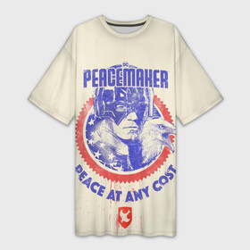 Платье-футболка 3D с принтом Peacemaker. Мир любой ценой в Петрозаводске,  |  | dc | peace | peacemaker | джон сина | кристофер смит | мир | миротворец | орел | орлик | пацифист | суперзлодей
