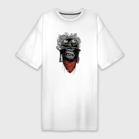 Платье-футболка хлопок с принтом Горилла  Крутой перец в Петрозаводске,  |  | fangs | gorilla | helmet | hype | jaw | muzzle | smoke | горилла | дым | клыки | нос | очки | пасть | хайп | шлем