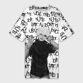 Платье-футболка 3D с принтом ОДНОГЛАЗЫЙ ГУЛЬ  ЧБ в Петрозаводске,  |  | 10007 | anime | dead inside | depression | drain | ghoul | tokyo ghoul | zxc | аниме | антейку | аогири | дед инсайд | дипрессия | дэд инсайд | канеки | кен | токийский гуль