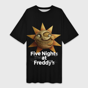 Платье-футболка 3D с принтом Five Nights at Freddy s: Security Breach Воспитатель (Daycare Attendant) в Петрозаводске,  |  | 5 ночей с фредди | daycare attendant | five nights at freddys | аниматроники | воспитатель | игра | компьютерная игра | солнце | фредди | фреди