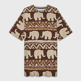 Платье-футболка 3D с принтом слоны паттерн в Петрозаводске,  |  | африка | паттерн | слон | слоны | слоны паттерн | текстуры