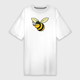 Платье-футболка хлопок с принтом Пчелка в каске с сигарой в Петрозаводске,  |  | bee | каска | пчела | пчелка