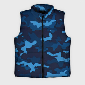 Мужской жилет утепленный 3D с принтом Камуфляж Navy Blue Camo в Петрозаводске,  |  | blue | camo | камуфляж | синий | хайп | шмот