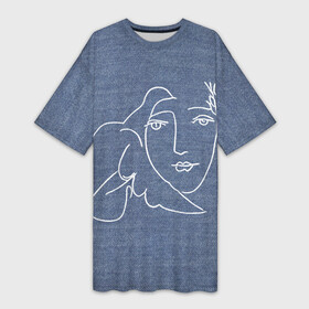 Платье-футболка 3D с принтом Лицо Мира Пабло Пикассо 3D в Петрозаводске,  |  | Тематика изображения на принте: no war | peace | голубь | за мир | лицо | мир | мира | нет войне | пабло пикассо | пикассо