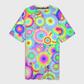 Платье-футболка 3D с принтом Disco Tie Dye в Петрозаводске,  |  | tie diy | tiedye | абстракция | диско | паттерн | психоделика | психоделический | тай дай