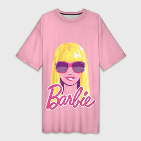 Платье-футболка 3D с принтом Barbie Sunglasses в Петрозаводске,  |  | barbara | barbie | beauty | doll | girl | idol | perfect | pink | pop | toy | usa | woman | барбара | барби | девушка | игрушка | кукла | попидол | розовый | силуэт | сша