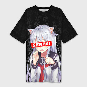 Платье-футболка 3D с принтом Senpai Anime, Неко тян в Петрозаводске,  |  | ahegao | anime | japan | kowai | manga | otaku | sempai | senpai | su | waifu | yandere | аниме | ахегао | ковай | лицо | манга | отаку | семпай | сенпай | яндере | япония