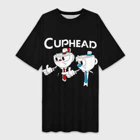 Платье-футболка 3D с принтом Cuphead грозные ребята из Криминального чтива в Петрозаводске,  |  | cuphead | mugman | грозные | грозные ребята | две чашки | капхэд | магман | пародия | ребята | тарантино | чашечки