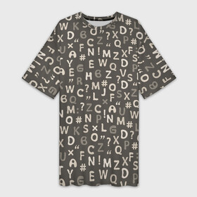 Платье-футболка 3D с принтом Буквы английского алфавита , знаки и символы в Петрозаводске,  |  | алфавит | английский | белый | бесконечный | бесшовный | буквы | графит | графитовый | знаки | знаки препинания | латиница | латинский | монохромный | образование | пепельный | разноцветный | серый
