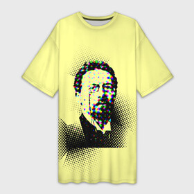 Платье-футболка 3D с принтом Портрет Чехова в Петрозаводске,  |  | бюст | очки | писатель | портрет | точки | чехоп