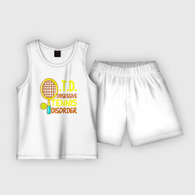 Детская пижама с шортами хлопок с принтом O.T.D. Обсессивное Теннисное Расстройство в Петрозаводске,  |  | tennis | большой теннис | лаун теннис | мяч | настольный теннис | пинг | пинг понг | понг | ракетка | спорт | спортсмен | тенисист | тенисный | теннис | теннисист | шорт теннис