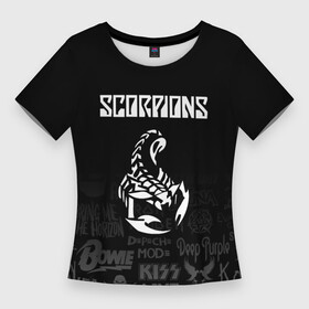 Женская футболка 3D Slim с принтом Scorpions логотипы рок групп в Петрозаводске,  |  | scorpions | группа | клаус майне | маттиас ябс | микки ди | павел мончивода | рудольф шенкер | скорпион | скорпионс | хард | хардрок