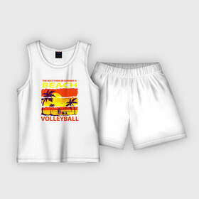 Детская пижама с шортами хлопок с принтом Летом лучше всего заниматься пляжным волейболом в Петрозаводске,  |  | volleyball | волейбол | волейболист | волейбольный | вфв | мяч | пляжный волейбол | спорт