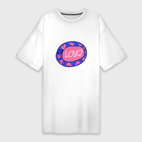 Платье-футболка хлопок с принтом Love badge в Петрозаводске,  |  | badge | hearts | love | круг | любовь | сердечки | сердца