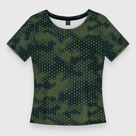 Женская футболка 3D Slim с принтом Абстрактный геометрический зеленый камуфляж в Петрозаводске,  |  | 23 февраля | camouflage | military | абстракция | армия | боец | военный камуфляж | воин | война | геометрия | день защитника отечества | камуфляж | маскировка | масхалат | математика | милитари | охота | охрана