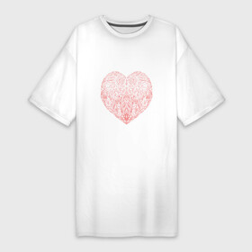 Платье-футболка хлопок с принтом Узорное сердечко в Петрозаводске,  |  | без фона | для влюбленных | любовь | растения | сердце | узор