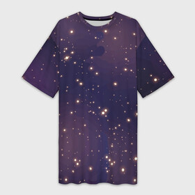 Платье-футболка 3D с принтом Звездное ночное небо. Галактика. Космос. в Петрозаводске,  |  | Тематика изображения на принте: блестки | вселенная | галактика | день космонавтики | желтый | звездное небо | звезды | звезды в космосе | звезды на небе | золото | золотой | космические просторы | космос | ночное небо | ночь | свет