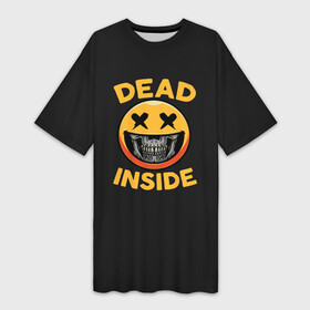 Платье-футболка 3D с принтом Дед Инсайд Смайл в Петрозаводске,  |  | dead | face | ghoul | inside | monster | skull | smile | true | zxc | внутри | гуль | дед | инсайд | лицо | мертвый | монстр | смайл | улыбка | череп | чудовище