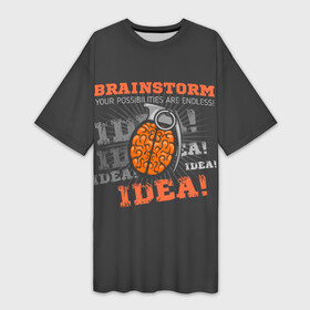 Платье-футболка 3D с принтом Мозговой Штурм (Brainstorm) в Петрозаводске,  |  | css код | javascript | programmer | айтишник | арбитражник | бос | вебмастер | верстальщик | гений | идея | интернет сеть | интернет технологии | информатика | ит специалист | матрица | мозг | мысль | программист