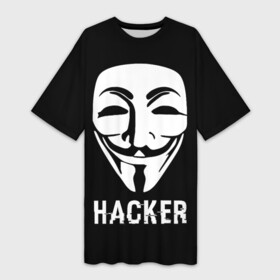 Платье-футболка 3D с принтом HACKER (Маска V) в Петрозаводске,  |  | anonymous | guy fawkes | hacker | programmer | vendetta | айтишник | анонимус | бинарный код | вебмастер | вендетта | гай фокс | интернет технологии | информатика | ит специалист | маска v | маска гая фокса | матрица