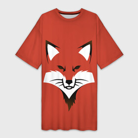 Платье-футболка 3D с принтом Рыжая серьезная лиса в Петрозаводске,  |  | cute | fox | foxy | ginger | orange | what does the fox say | зверек | зверь | лис | лиса | лисица | лисичка | милашка | милота | рыжая | рыжик | рыжуля | фыр фыр