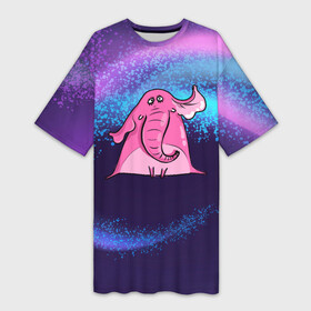 Платье-футболка 3D с принтом Розовый слоник в Петрозаводске,  |  | милый | розовый слон | слон | слоненок | слониха