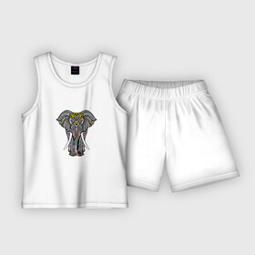 Детская пижама с шортами хлопок с принтом Indian elephant в Петрозаводске,  |  | elephant | indian | mandala | yoga | инди | индийский | орнамент | слон