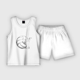 Детская пижама с шортами хлопок с принтом Volleyball Juice в Петрозаводске,  |  | game | sport | volley | volleyball | волейбол | волейболист | волейболистка | игра | мяч | спорт | спортсмен | тренер