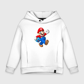 Детское худи Oversize хлопок с принтом Super Mario   Hero в Петрозаводске, френч-терри — 70% хлопок, 30% полиэстер. Мягкий теплый начес внутри —100% хлопок | боковые карманы, эластичные манжеты и нижняя кромка, капюшон на магнитной кнопке | dude | eyes | hero | moustache | super marion | video game | видеоигра | глаза | супер марио | усы | чувак