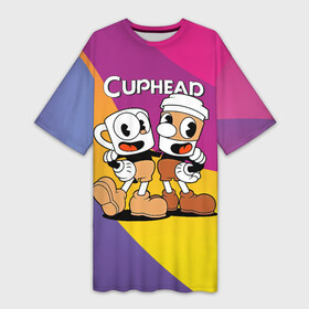 Платье-футболка 3D с принтом Cuphead Show Чашечки в Петрозаводске,  |  | cuphead | cupheadshow | игра чашки | капхед | капхэд | нетфликс | чашечки | чашка | чашки | шоу | шоу чашечка