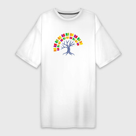 Платье-футболка хлопок с принтом Дерево знаний из книг в Петрозаводске,  |  | дерево | знания | иллюстрация | книги | рисунок