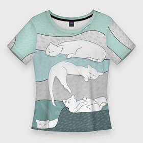 Женская футболка 3D Slim с принтом Коты в складочках в Петрозаводске,  |  | детский | животное | животные | забавный | звери | зверь | кот | коты | кошачий | кошка | кошки | любимец | мило | милота | милый | питомец | питомцы | смешной | фон