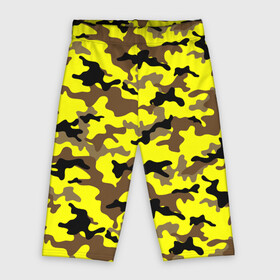 Велосипедки 3D с принтом Камуфляж Жёлто Коричневый в Петрозаводске,  |  | brown | camo | camouflage | yellow | жёлтый | камуфляж | коричневый