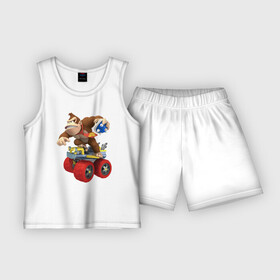 Детская пижама с шортами хлопок с принтом Donkey Kong  Super Mario  Nintendo в Петрозаводске,  |  | Тематика изображения на принте: car | donkey kong | jaw | nintendo | super mario | teeth | video game | автомобиль | видеоигра | обезьяна | супер марио
