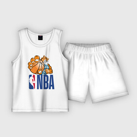 Детская пижама с шортами хлопок с принтом NBA  Tiger в Петрозаводске,  |  | ball | basketball | hand | nba | tiger | баскетбол | лапы | мяч | тигр