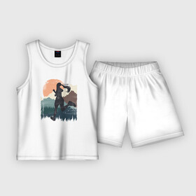 Детская пижама с шортами хлопок с принтом Горная Бегунья в Петрозаводске,  |  | бег | беги | горы | девочка | девушка | женщина | здоровье | йога | лес | ориентирование | спорт | фитнес | хайкинг | ходьба