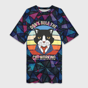 Платье-футболка 3D с принтом Кот в пиджаке в Петрозаводске,  |  | деловой | кот | котенок | котик | кошка | серьезный