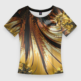 Женская футболка 3D Slim с принтом Черный с золотым фрактал  Абстракция в Петрозаводске,  |  | абстракция | золотой | металлик | фрактал | черный
