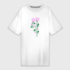 Платье-футболка хлопок с принтом Влюблённые розы в Петрозаводске,  |  | flowers | love | roses | любовь | розы | цветы