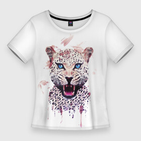 Женская футболка 3D Slim с принтом Звездный гепард в Петрозаводске,  |  | гепард | дикая кошка | кошка | крупная кошка | оскал