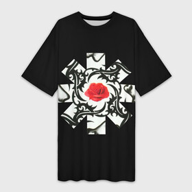 Платье-футболка 3D с принтом RHCP Logo  Red Rose в Петрозаводске,  |  | by | californication | chili | flea | frusciante | getaway | hot | im | john | logo | love | pepper | peppers | red | rose | rough | the | unlimited | way | with | you | бальзари | горячий | джон | красная | красный | майкл | перец | роза | смит |