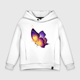 Детское худи Oversize хлопок с принтом Красивая бабочка (A very beautiful butterfly) в Петрозаводске, френч-терри — 70% хлопок, 30% полиэстер. Мягкий теплый начес внутри —100% хлопок | боковые карманы, эластичные манжеты и нижняя кромка, капюшон на магнитной кнопке | Тематика изображения на принте: beautiful | butterfly | very | бабочка | красивая | очень