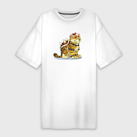 Платье-футболка хлопок с принтом Super Mario  Вымышленный персонаж  Tiger в Петрозаводске,  |  | eyes | hero | muzzle | paws | tail | tiger | video game | видеоигра | глаза | лапы | мордочка | персонаж | супер марио | тигр | хвост