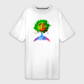 Платье-футболка хлопок с принтом Радужное дерево жизни в Петрозаводске,  |  | psychedelic | rainbow tree of life | медитация | метаморфоза | очевидный | психоделика | психоделическая | сознание | цветная | яркая