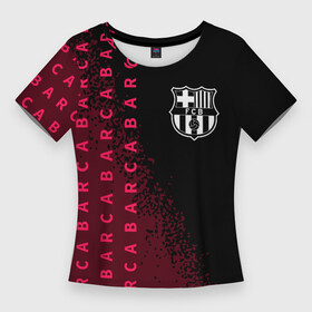 Женская футболка 3D Slim с принтом БАРСА + Арт в Петрозаводске,  |  | barca | barcelona | barsa | barselona | fcb | logo | messi | барса | барселона | знак | клуб | краска | лого | логотип | логотипы | месси | паттерн | символ | символы | спрей | футбол | футбольная | футбольный